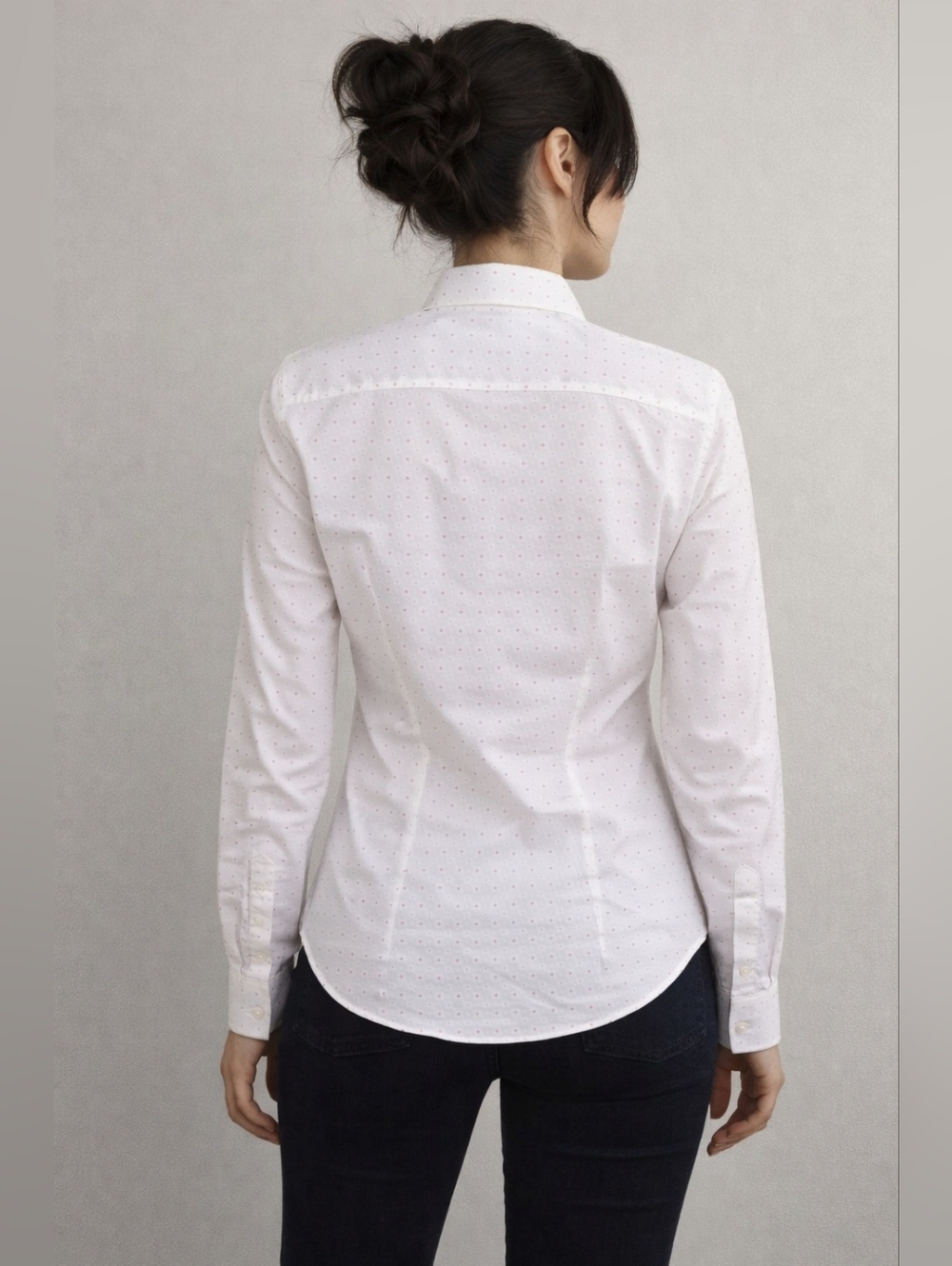 ​Harry Rosen Sartoria Women’s Tailored Blouse White Pink Size M - Picture 2 of 7